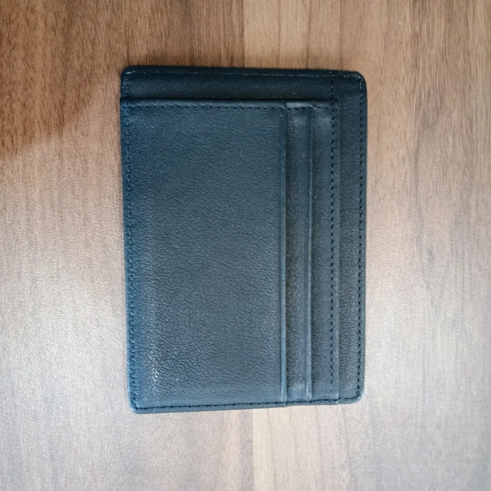 Black Slim Leather Card & Key Holder With Box